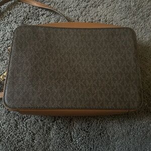 Stylish Brown and Black Michael Kors Cross Body Bag
